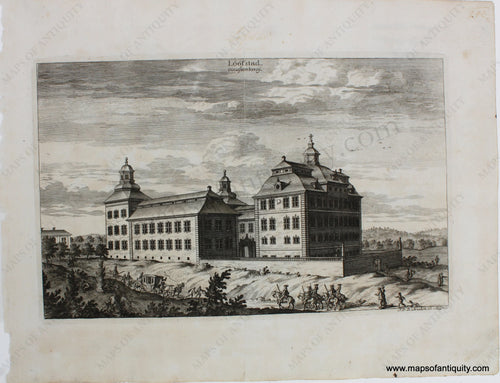 Genuine-Antique-Print-Loofstad-Sweden--c.-1707-Erik-Dahlbergh-Maps-Of-Antiquity