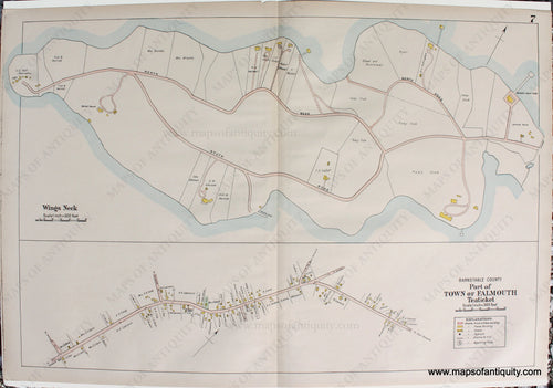 Antique-Map-Wing's-Neck-&-Teaticket-Falmouth-Walker-1906-Cape-Cod-Wings-Neck-Maps-of-Antiquity