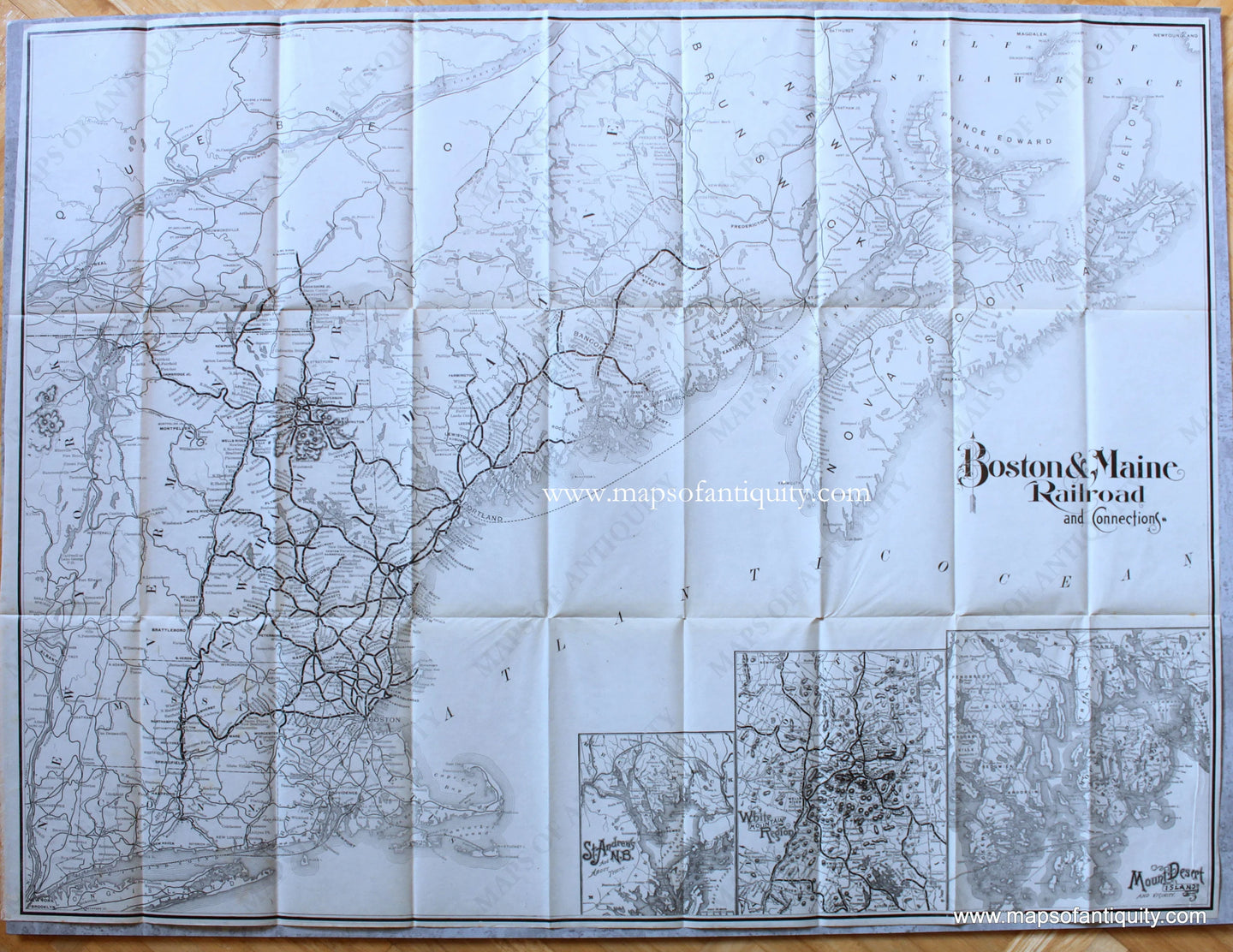 Genuine-Antique-Folding-Railroad-Map-Boston-&-Maine-Railroad-and-Connections-c.-1900-Boston-&-Maine-Railroad-Maps-Of-Antiquity