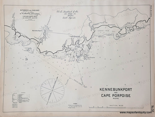 black and white antique map with coastline and water depths Genuine-Antique-Nautical-Chart-Antique-Map-Kennebunkport-and-Cape-Porpoise-Maine-1908-Eldridge-Maps-Of-Antiquity
