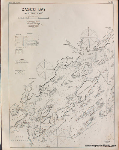 Black-and-White-Antique-Nautical-Chart-Casco-Bay-Western-Half-United-States-Northeast-1909-Eldridge-Maps-Of-Antiquity