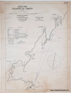 Antique sailing map of Rockland, Rockport, and Camden with navigational details. Black-and-White-Antique-Nautical-Chart-Rockland-Rockport-and-Camden-Maine-United-States-Northeast-c.-1915-Eldridge-Maps-Of-Antiquity
