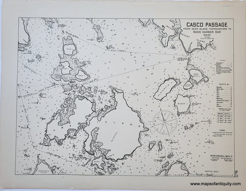 Black-and-White-Antique-Nautical-Chart-Casco-Passage-from-Deer-Island-Thoroughfare-to-Bass-Harbor-Bar-Maine--United-States-Northeast-1909-Eldridge-Maps-Of-Antiquity