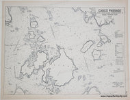 Black and white coastal sailing chart of the area near swan island Maine, south of Mount Desert Island. MAI022-Antique-Map-Deer-Island-Thoroughfare-Maine-Eldridge-Harbor-Nautical-Chart-Maps-of-Antiquity-1909