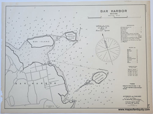 Black-and-White-Antique-Nautical-Chart-Bar-Harbor-Maine--United-States-Northeast-1909-Eldridge-Maps-Of-Antiquity