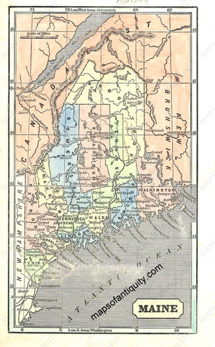 Antique--Map-Maine-Maine--1856-Charles-C.-Savage-Maps-Of-Antiquity