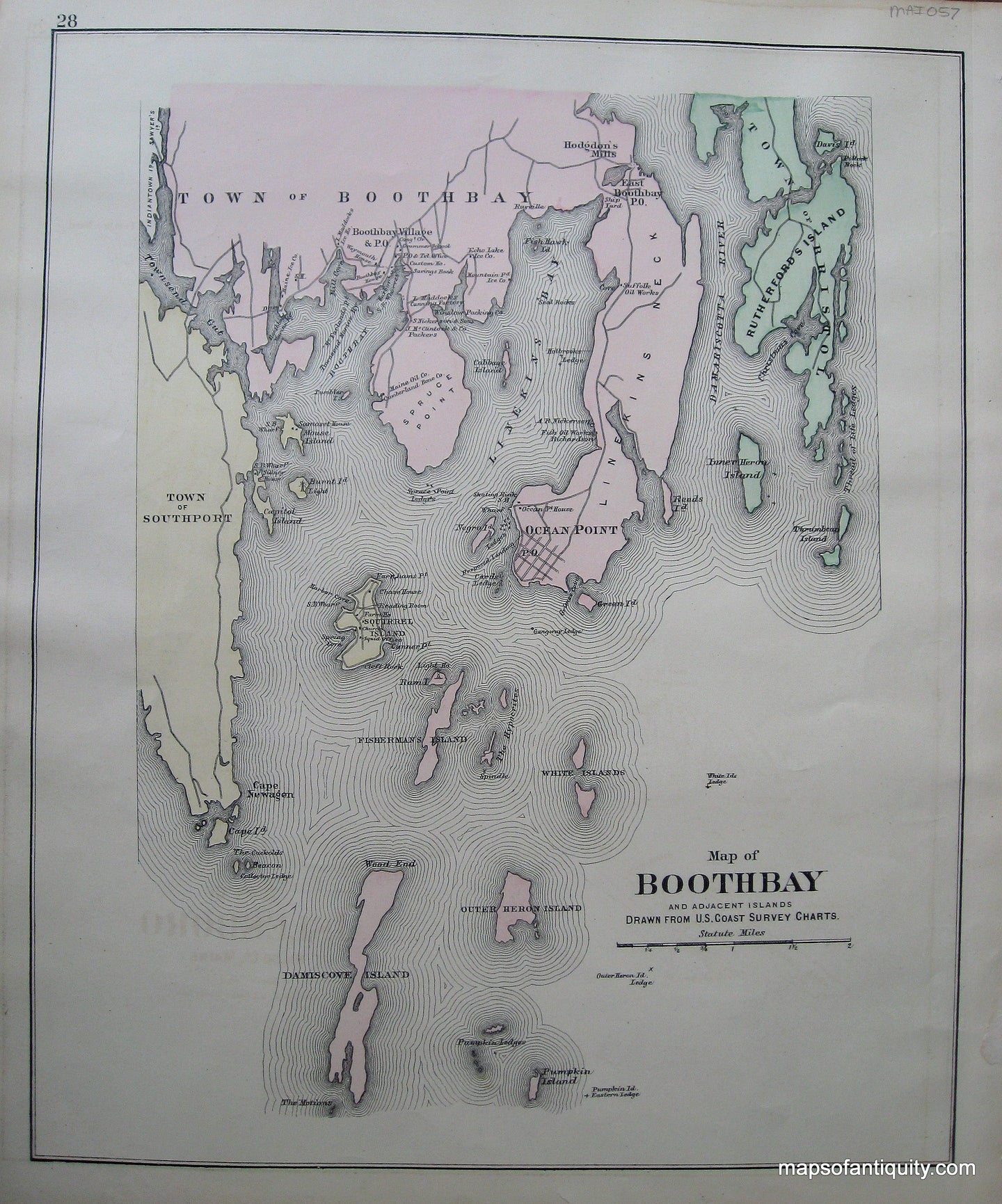 1884 - Map of Boothbay - Antique Map