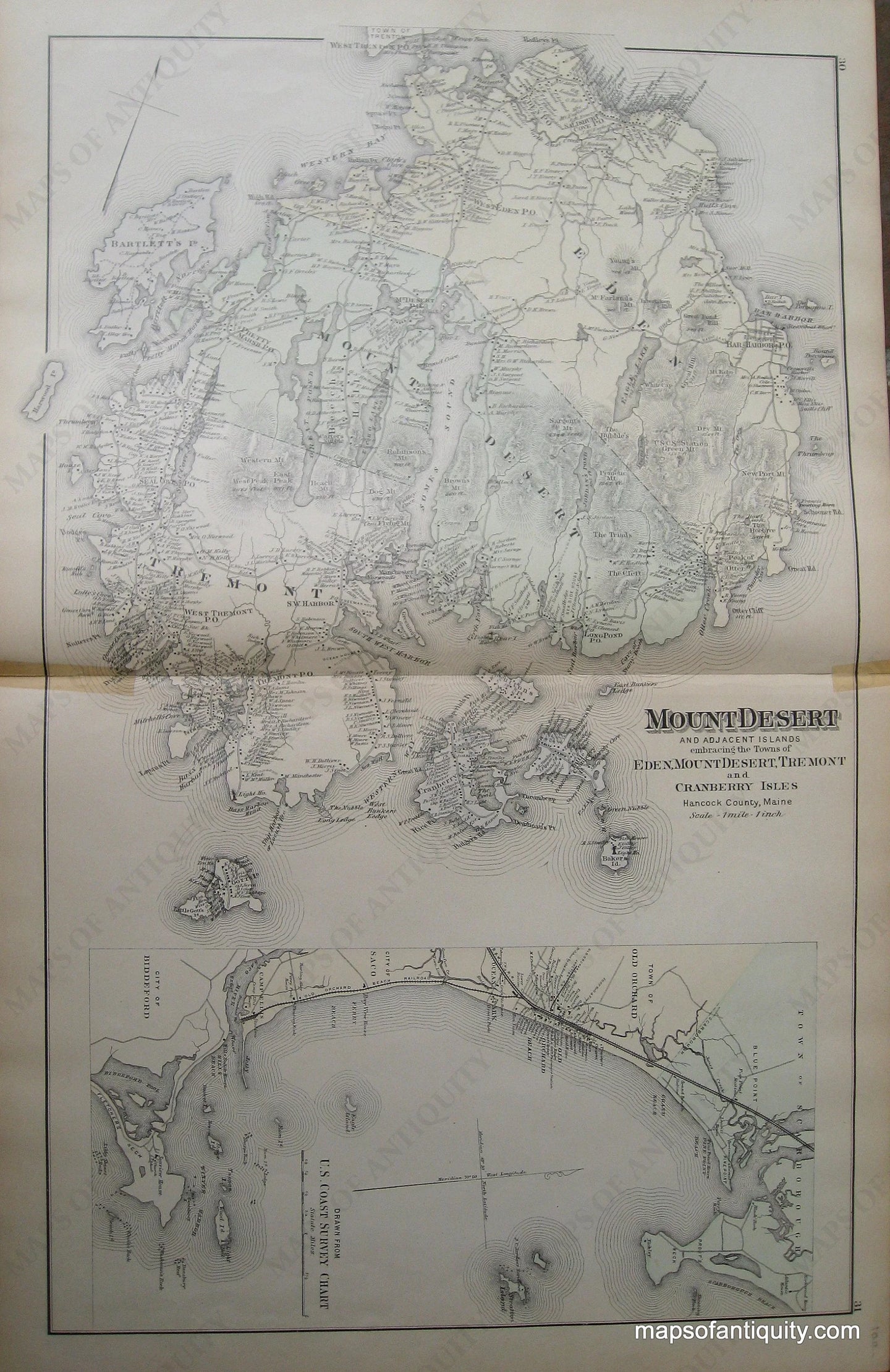 1884 - Mount Desert, Maine **SOLD** - Antique Map