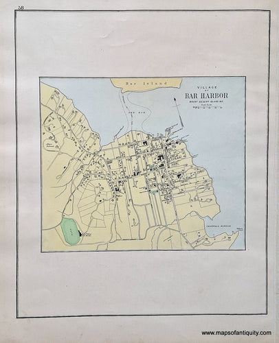 MAI074-Antique-Map-Bar Harbor-Maine-1884