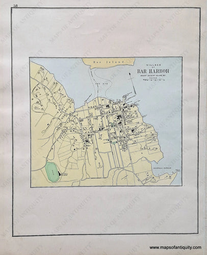 MAI074-Antique-Map-Bar Harbor-Maine-1884