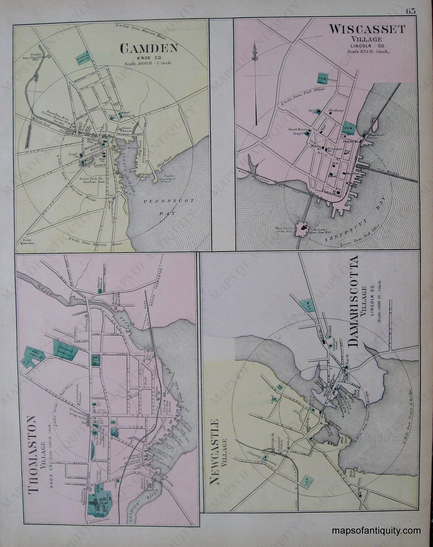 Antique-Maps-Camden-Wiscasset-Thomaston-Newcastle-Maine