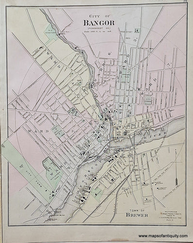 Antique-Maps-City-of-Bangor-Maine-1884-Stuart-Colby