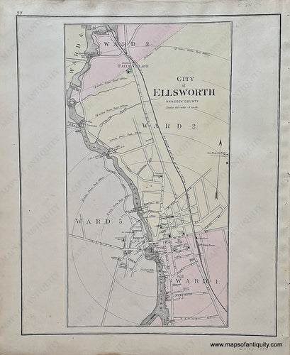 Antique-Maps-City-of-Ellsworth-Maine-1884-Stuart-Colby