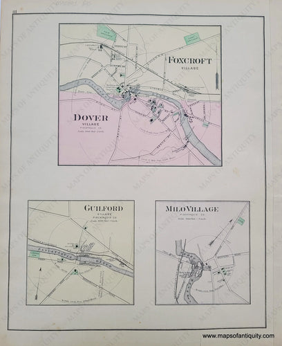 Antique-Maps-Foxcroft-Dover-Guildford-Milo-Villages-Maine-1885-Stuart-Colby-19th-Century-Maps-of-Antiquity