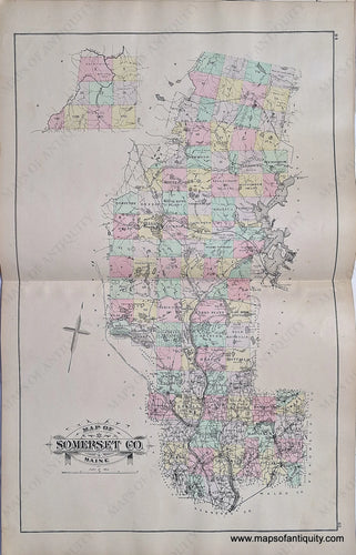 1884 - Double-Sided Map: Somerset County Maine Oldtown Falmouth Foreside And Adjacent Islands Casco