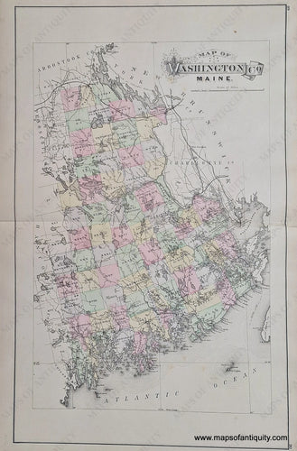 Hand-colored-Antique-Map-Washington-Co.-Belfast-Alfred-Kennebunk-Maine-United-States-Maine-c.-1884-Stuart/Colby-Maps-Of-Antiquity