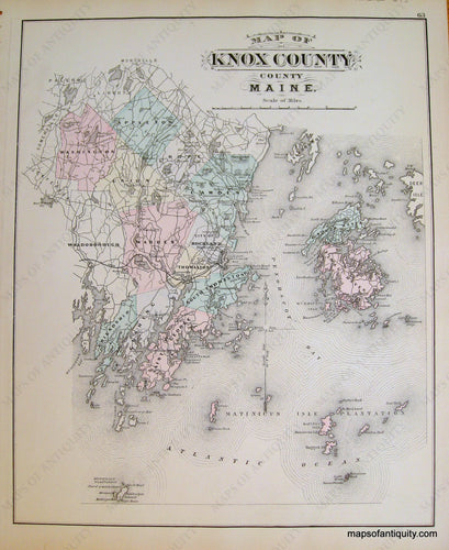 Hand-colored-Antique-Map-Knox-County-Maine--United-States-Maine-c.-1885-Stuart/Colby-Maps-Of-Antiquity