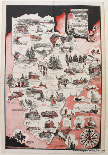 Antique-map-York-County-Maine-Tercentenary-Pictorial-1936