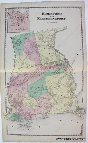 Antique-Map-Maine-Biddeford-Kennebunkport-Sanford-Everts-1872-1870s-1800s