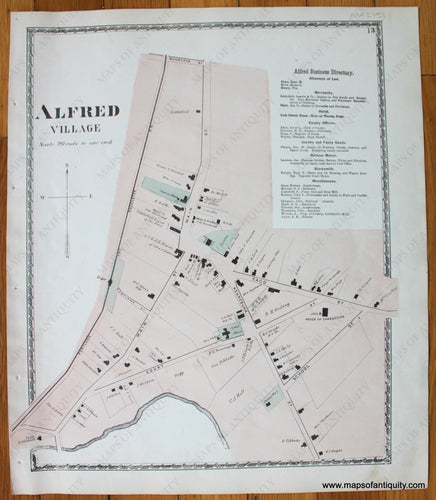 Alred-Village-York-County-Maine-Antique-Map-1872-Sanford-Everts-1870s-1800s-19th-century-Maps-of-Antiquity