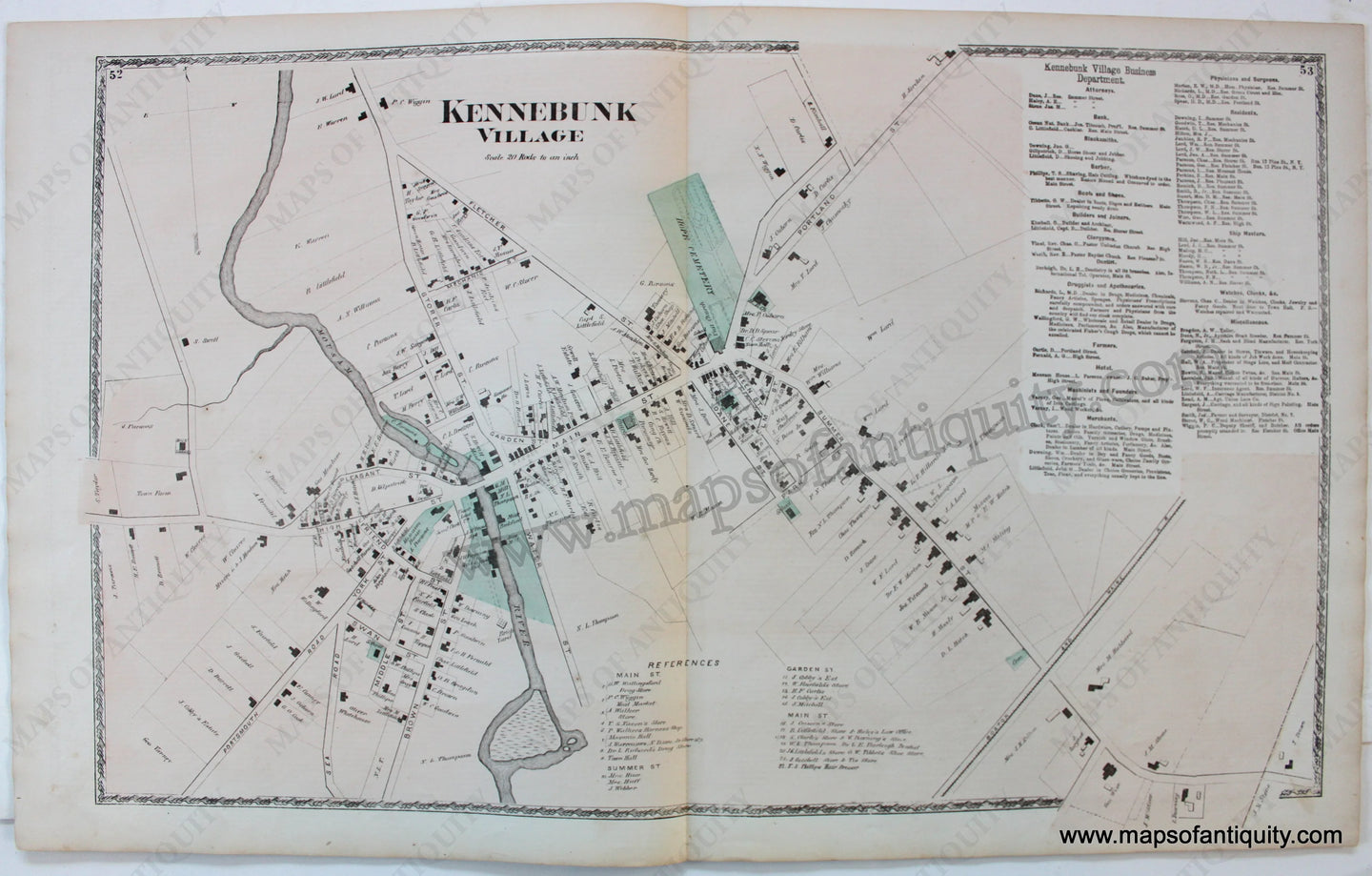 Kennebunk-Village-York-County-Maine-Antique-Map-1872-Sanford-Everts-1870s-1800s-19th-century-Maps-of-Antiquity