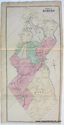 Antique-Map-City-of-Auburn-Androscoggin-Co.-County-Maine-Town-Towns-Sanford-Everts-1873-1870s-1800s-Mid-Late-19th-Century-Maps-of-Antiquity