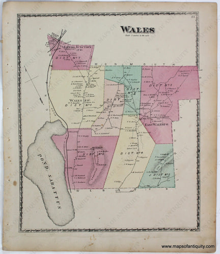 Antique-Map-Wales-Androscoggin-Co.-County-Maine-Town-Towns-Sanford-Everts-1873-1870s-1800s-Mid-Late-19th-Century-Maps-of-Antiquity