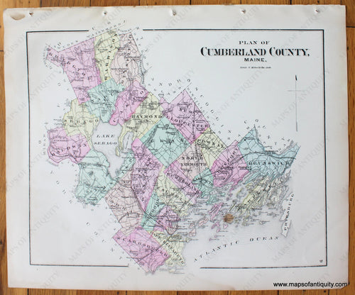 Antique-Map-Plan-of-Cumberland-County-Maine-Beers-1871-1870s-1800s-Mid-Late-19th-Century-Maps-of-Antiquity