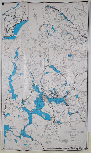 1951 - The Rangeley Lakes Region Maine Vintage Map Genuine