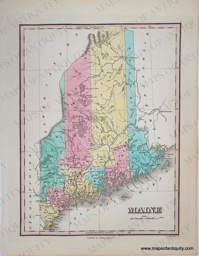 MAI288-Antique-Hand-Colored-Map-Maine-United-States-Northeast-1829-Anthony-Finley-Maps-Of-Antiquity