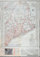 Load image into Gallery viewer, Vintage 1935 Map of Maine with red  and black road lines on a white background
