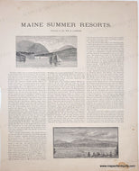 1884 - Maine Summer Resorts - Antique Page with Prints