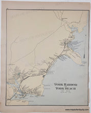 Load image into Gallery viewer, Antique map of York Harbor and York Beach, Maine in original colors of blue and yellow.
