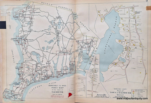 Antique-Hand-Colored-Map-Town-of-Falmouth-Index-Map-Quisset-Davisville-Page-9-(MA)-Massachusetts-Cape-Cod-and-Islands-1906-Walker-Maps-Of-Antiquity