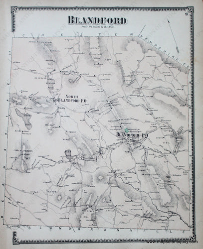 Antique-Hand-Colored-Map-Blandford-p.-9-(MA)-Massachusetts-Hampden-County-1870-Beers-Ellis-and-Soule-Maps-Of-Antiquity