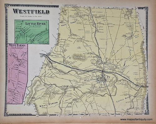 Antique-Hand-Colored-Map-Westfield-Little-River-West-Farms-p.-14-(MA)-Massachusetts-Hampden-County-1870-Beers-Ellis-and-Soule-Maps-Of-Antiquity