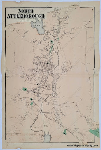 Antique-Hand-Colored-Map-North-Attleborough-pp.-10-11-(MA)-Massachusetts-Bristol-County-1871-Beers-Maps-Of-Antiquity