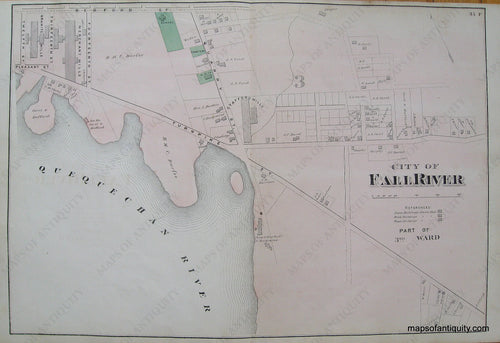 Antique-Hand-Colored-Map-City-of-Fall-River-Part-of-3rd-Ward-p.-35F-(MA)-Massachusetts-Bristol-County-1871-Beers-Maps-Of-Antiquity