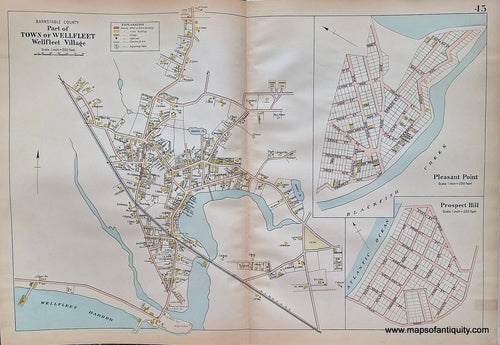 Antique-Hand-Colored-Map-Part-of-Town-of-Wellfleet-Village-of-Wellfleet-No.-45-(MA)-Massachusetts-Cape-Cod-and-Islands-1906-Walker-Maps-Of-Antiquity