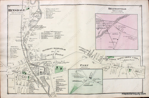 Antique-Hand-Colored-Map-Hinsdale-Braytonville-Peru-pp.-68-69-(MA)-United-States-Northeast-1876-Beers-Maps-Of-Antiquity