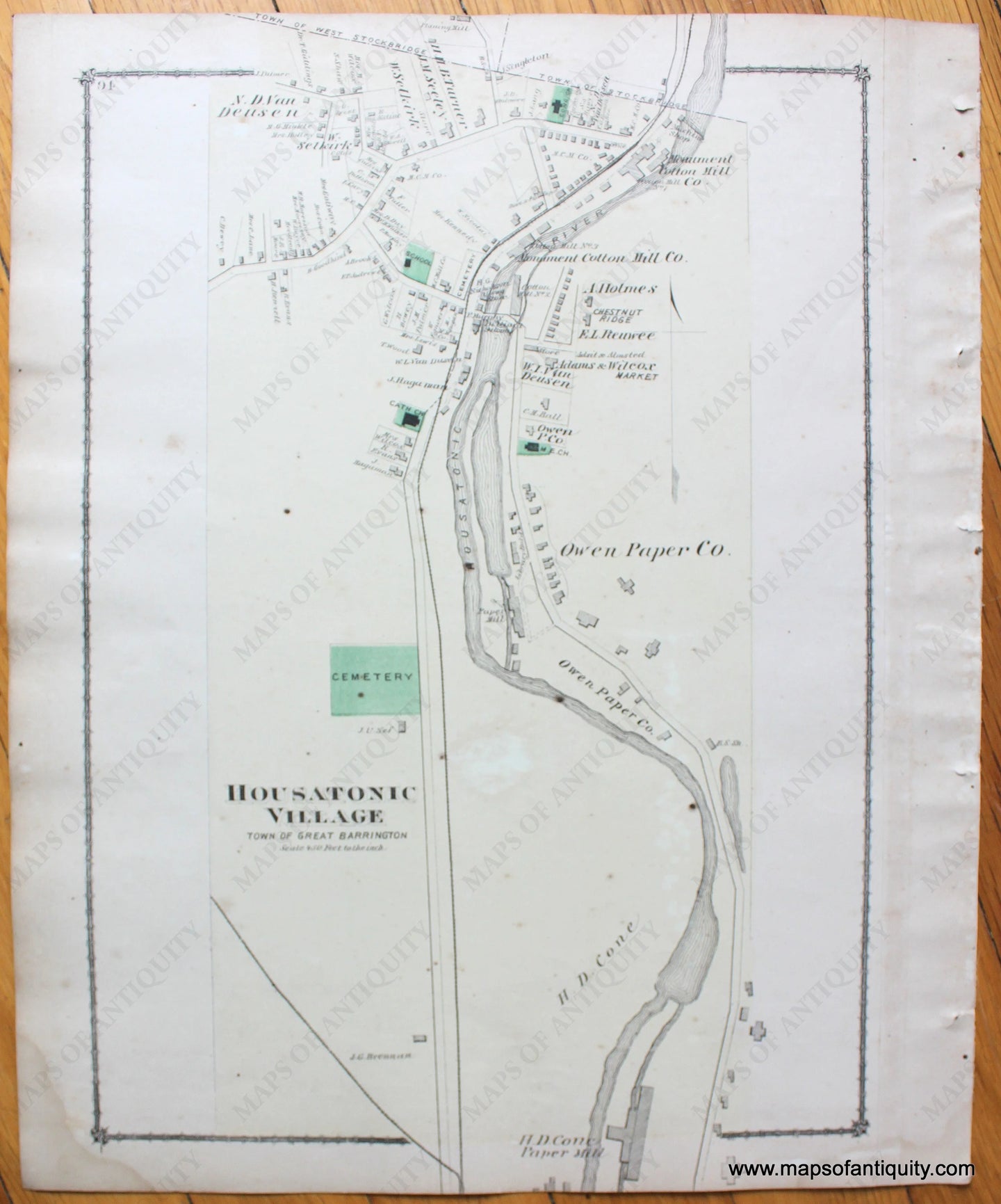 Antique-Map-Housatonic-Village-p.-94-Berkshire-County-Massachusetts-Maps-of-Antiquity