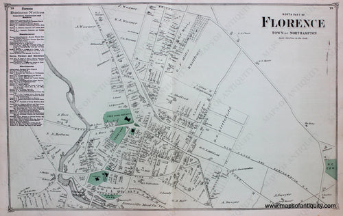 Antique-Hand-Colored-Map-North-Part-of-Florence-pp.-74-75-(MA)-Massachusetts-Hampshire-County-1873-Beers-Maps-Of-Antiquity