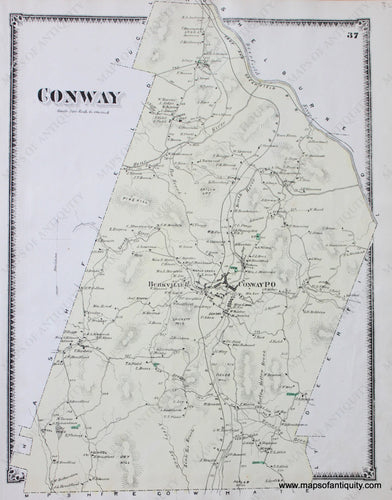 Antique-Hand-Colored-Map-Conway-p.-37-(MA)-Massachusetts-Franklin-County-1871-Beers-Maps-Of-Antiquity