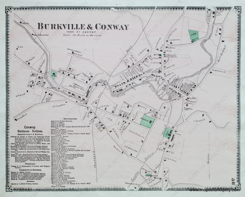 Antique-Hand-Colored-Map-Burkville-and-Conway-p.-38-(MA)-Massachusetts-Franklin-County-1871-Beers-Maps-Of-Antiquity