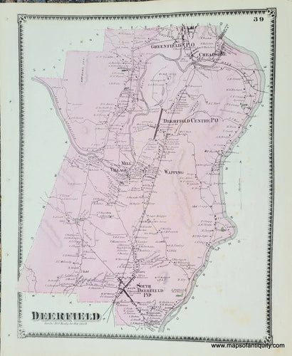Antique-Hand-Colored-Map-Deerfield-p.-39-(MA)-Massachusetts-Franklin-County-1871-Beers-Maps-Of-Antiquity