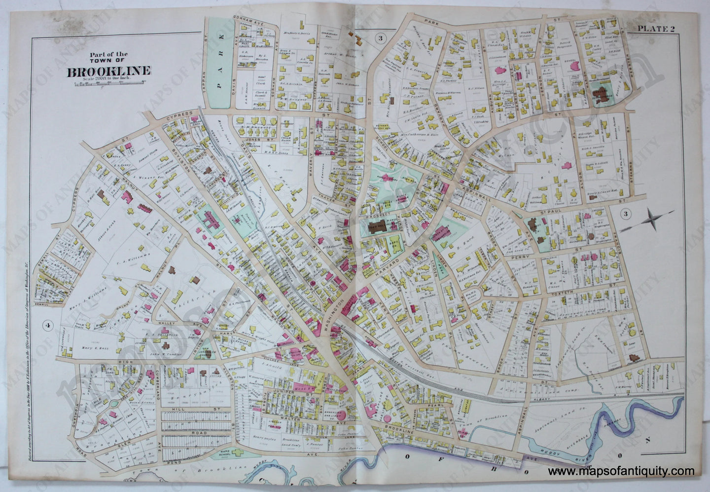 Antique-Map-Part-of-the-Town-of-Brookline-MA-Plate-2