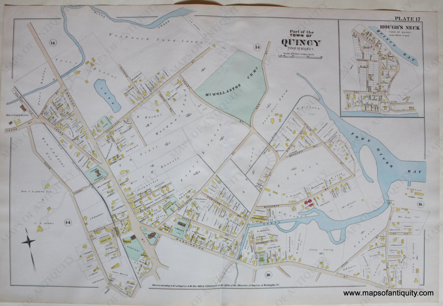 Antique-Map-Part-of-the-Town-of-Quincy-MA-Plate-17