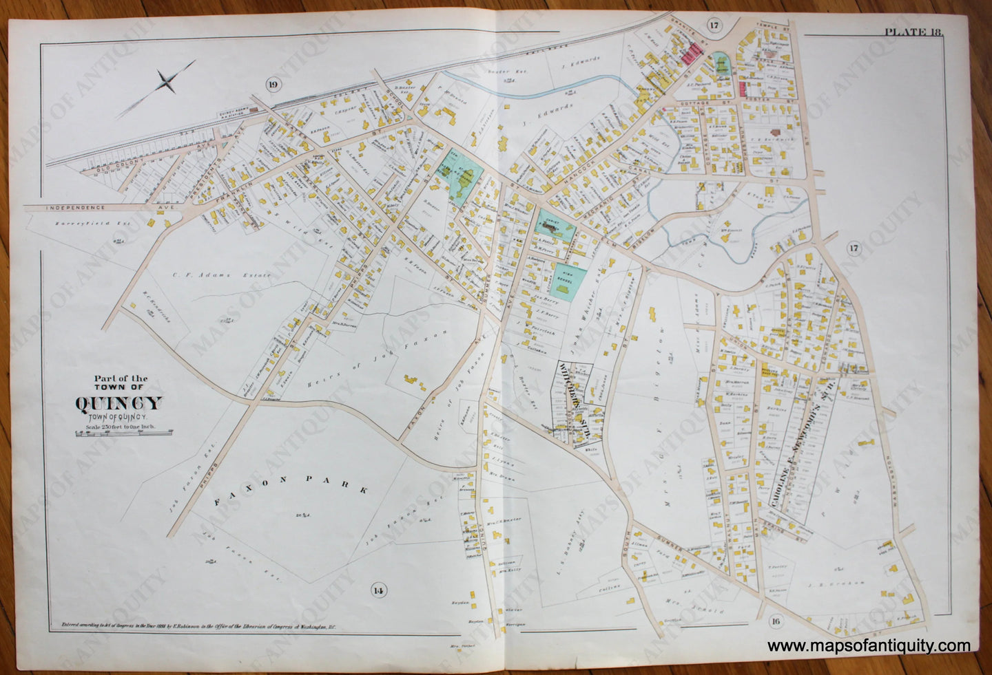 Antique-Map-Part-of-the-Town-of-Quincy-MA-Plate-18