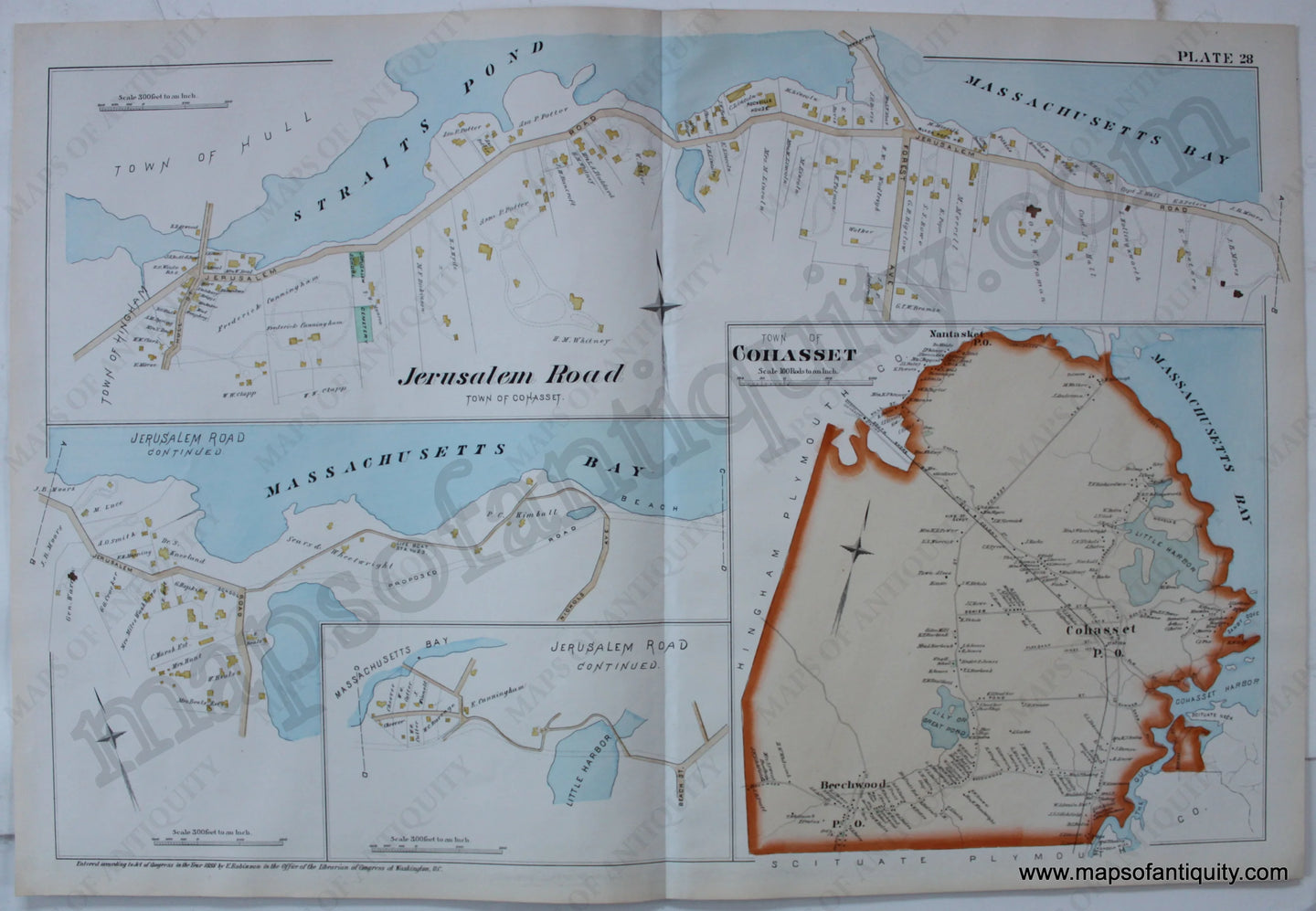 Antique-Map-Cohasset-Jerusalem-Road-MA-Plate-28