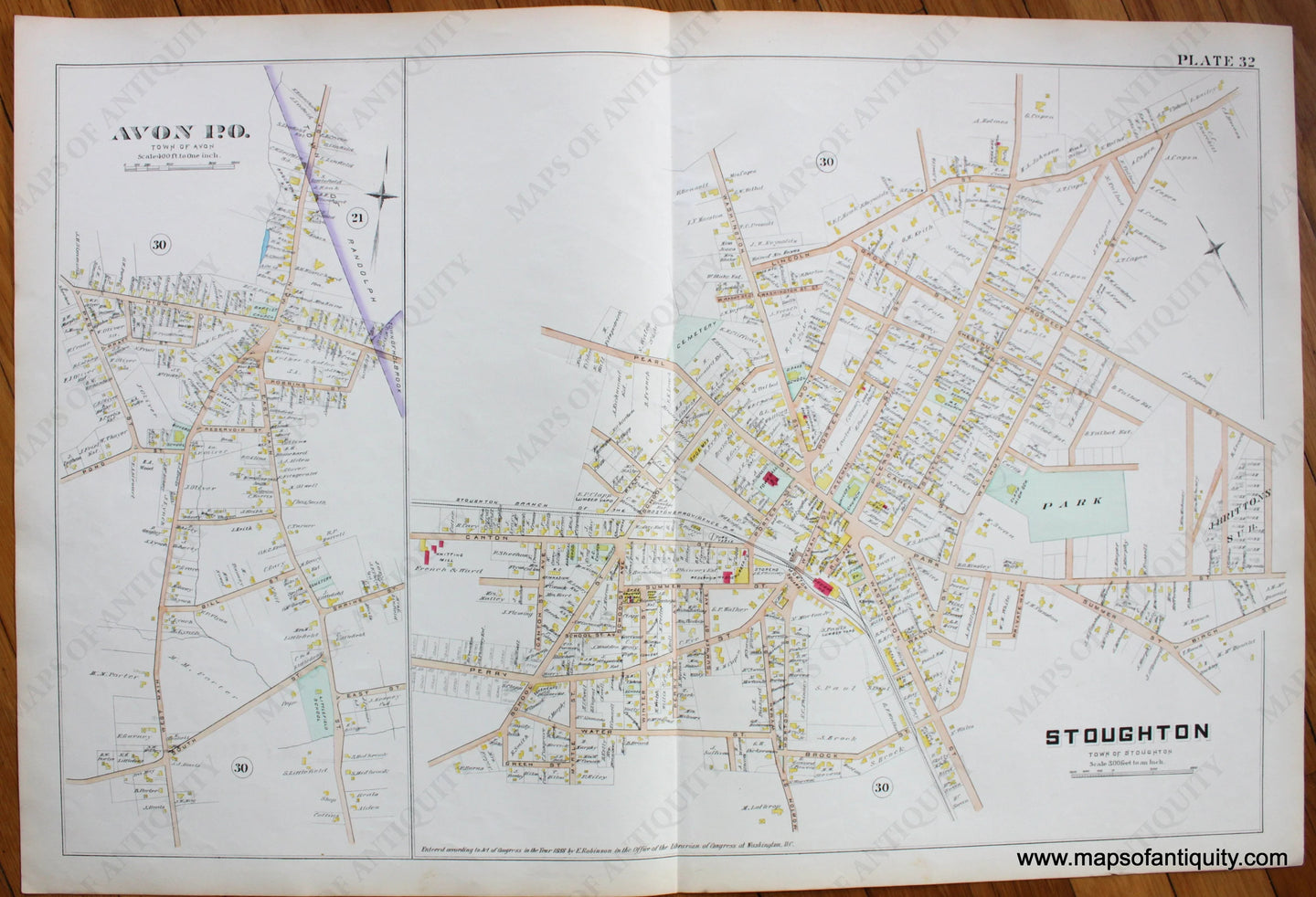 Antique-Map-Stoughton-Avon-P.O.-MA-Plate-32